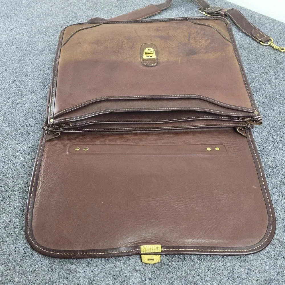Orvis Vintage Leather‎ Briefcase USA Brown Rawhide Messenger Bag 16x13 Strap